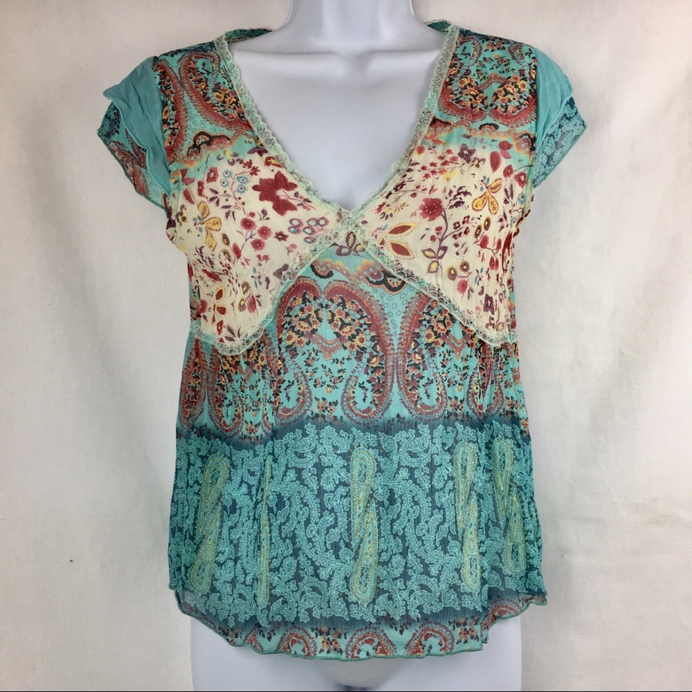 American Rag Cie Blouse Top Shirt Boho Paisley S